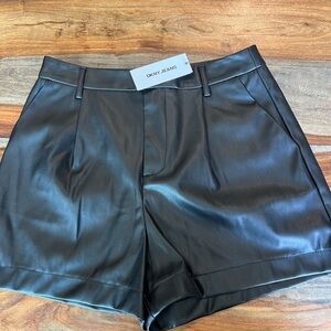 DKNY Black Faux Leather Women's Shorts NWT
